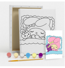 Set de pictat pe pânză pentru copii 20x25 "Noapte Bună Melody" +6vopsee +pensula 7013
