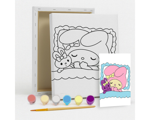 Set de pictat pe pânză pentru copii 20x25 "Noapte Bună Melody" +6vopsee +pensula 7013
