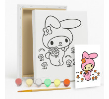 Set de pictat pe pânză pentru copii 20x25 "Melody cu flori" +6vopsee +pensula 7014