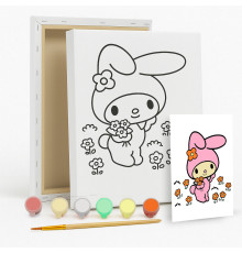 Set de pictat pe pânză pentru copii 20x25 "Melody cu flori" +6vopsee +pensula 7014