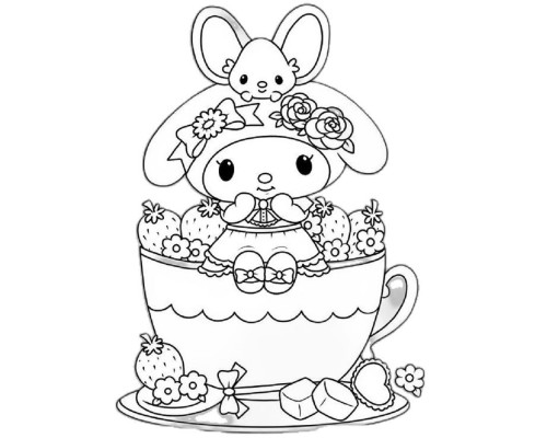 Набор детский для рисования на холсте 20*25 "Чашка с Мелоди" +6 красок +кисточка 7015