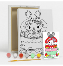 Set de pictat pe pânză pentru copii 20x25 "Ceașcă cu Melody" +6vopsee +pensula 7015
