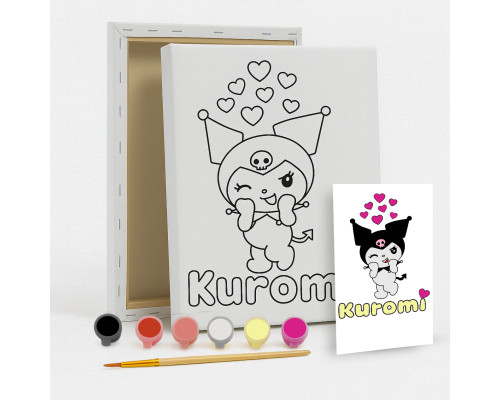 Set de pictat pe pânză pentru copii 20x25 "Kuromi My Love" +6vopsee +pensula 7016