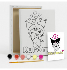 Set de pictat pe pânză pentru copii 20x25 "Kuromi My Love" +6vopsee +pensula 7016