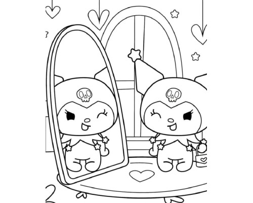 Набор детский для рисования на холсте 20*25 "Куроми у зеркала" +6 красок +кисточка 7017