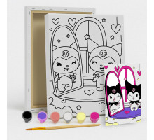 Set de pictat pe pânză pentru copii 20x25 "Kuromi în oglindă" +6vopsee +pensula 7017