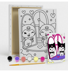 Set de pictat pe pânză pentru copii 20x25 "Kuromi în oglindă" +6vopsee +pensula 7017