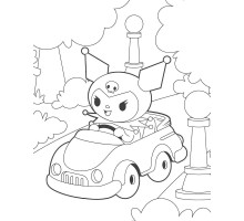 Set de pictat pe pânză pentru copii 20x25 "Kuromi automobilistă" +6vopsee +pensula 7018