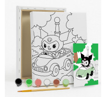 Set de pictat pe pânză pentru copii 20x25 "Kuromi automobilistă" +6vopsee +pensula 7018