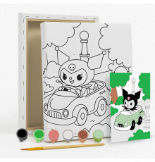 Set de pictat pe pânză pentru copii 20x25 "Kuromi automobilistă" +6vopsee +pensula 7018