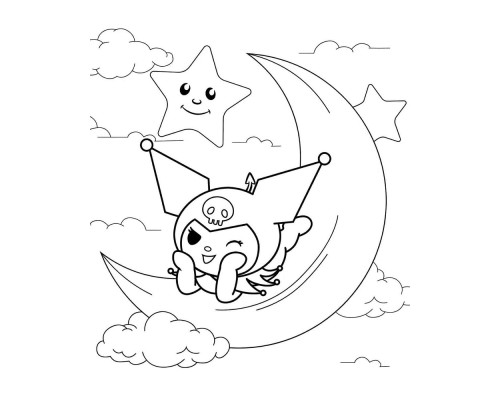 Set de pictat pe pânză pentru copii 20x25 "Kuromi pe lună" +6vopsee +pensula 7019