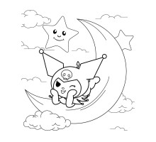 Set de pictat pe pânză pentru copii 20x25 "Kuromi pe lună" +6vopsee +pensula 7019