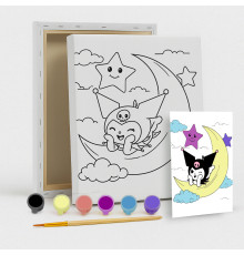 Set de pictat pe pânză pentru copii 20x25 "Kuromi pe lună" +6vopsee +pensula 7019