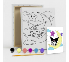 Set de pictat pe pânză pentru copii 20x25 "Kuromi pe lună" +6vopsee +pensula 7019