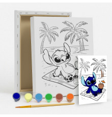 Set de pictat pe pânză pentru copii 20x25 "Stitch pe plajă" +6vopsee +pensula 7021