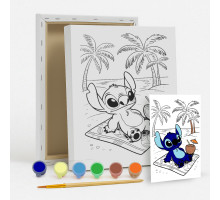 Set de pictat pe pânză pentru copii 20x25 "Stitch pe plajă" +6vopsee +pensula 7021