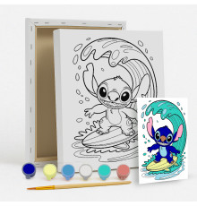 Set de pictat pe pânză pentru copii 20x25 "Stitch surfer" +6vopsee +pensula 7022