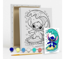 Set de pictat pe pânză pentru copii 20x25 "Stitch surfer" +6vopsee +pensula 7022