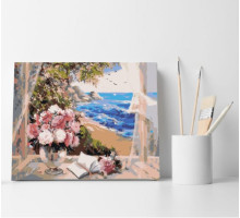 Набор для рисования по номерам 40*50 "Цветы и прибой" ECO(без коробки)1048