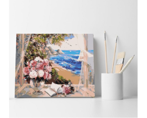 Set pictură pe numere 40*50 "Flori și valuri" ECO(fara cutie) 1048