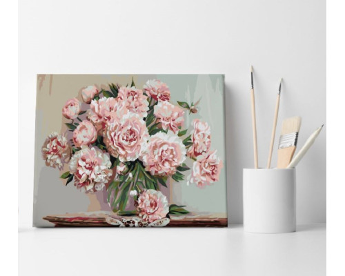 Set pictură pe numere 40*50 "Bujori delicați" ECO(fara cutie) 1162
