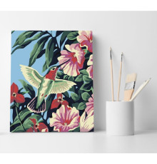 Set pictură pe numere 40*50 "Colibri și florile" ECO(fara cutie) 3262