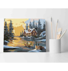 Set pictură pe numere 40*50 "Rațe pe iazul de iarnă" ECO(fara cutie) 3947