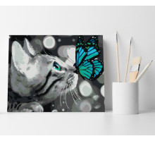 Набор для рисования по номерам 40*50 "Кот и бабочка" ECO(без коробки) 4500