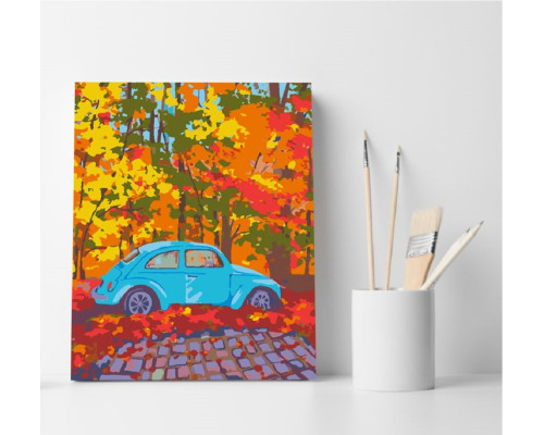 Set pictură pe numere 40*50 "Mașină și toamnă" ECO(fara cutie) 4540