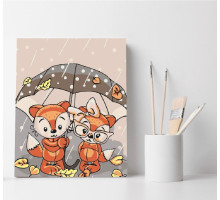 Set pictură pe numere 40*50 "Vulpițe sub umbrelă" ECO(fara cutie) 1330