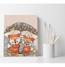 Set pictură pe numere 40*50 "Vulpițe sub umbrelă" ECO(fara cutie) 1330