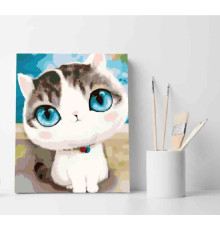 Set pictură pe numere 40*50 "Pisicuță cu ochi albaștri" ECO(fara cutie) 3346