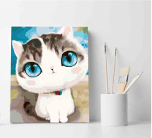 Set pictură pe numere 40*50 "Pisicuță cu ochi albaștri" ECO(fara cutie) 3346