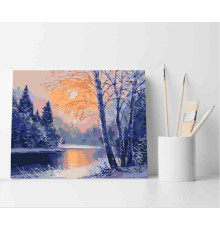 Набор для рисования по номерам 40*50 "Зимняя река" ECO(без коробки) 3846