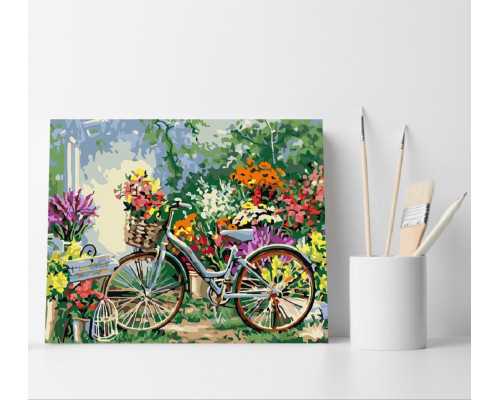 Set pictură pe numere 40*50 "Bicicleta florăresei" ECO(fara cutie) 4205