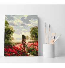 Set pictură pe numere 40*50 "Fată în câmp de maci" ECO(fara cutie) 4698