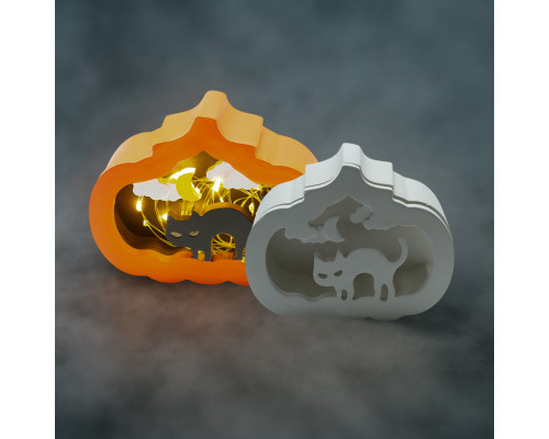 Figurina din gips felinar "Dovleac de Halloween" (pisica), 2 piese, 7*10*3cm. CM*