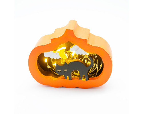 Set creatie cu figurina din gips "Dovleac de Halloween" (pisica), 2 piese, 7*10*3cm. CM*