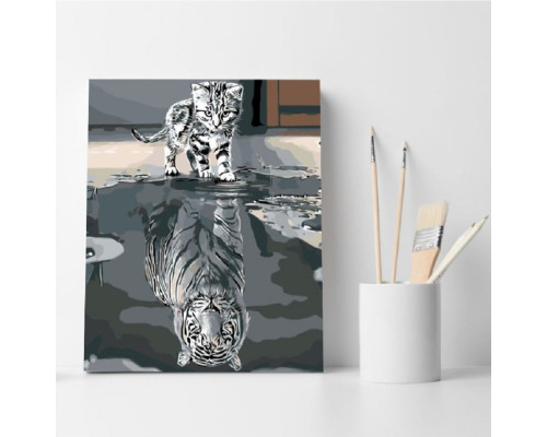 Набор для рисования по номерам 30*40 "Отражение тигра" ECO(без коробки)1005