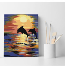 Set pictură pe numere 30*40 "Рereche de delfini"ECO(fara cutie) 1097