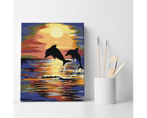 Set pictură pe numere 30*40 "Рereche de delfini"ECO(fara cutie) 1097