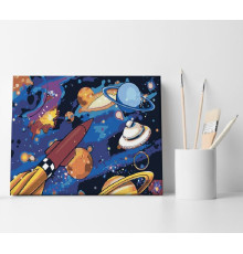 Набор для рисования по номерам 30*40 "Космический полёт" ECO(без коробки) 1150