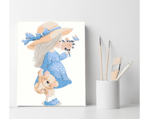 Set pictură pe numere 30*40 "Fetița în albastru" ECO(fara cutie) 1305