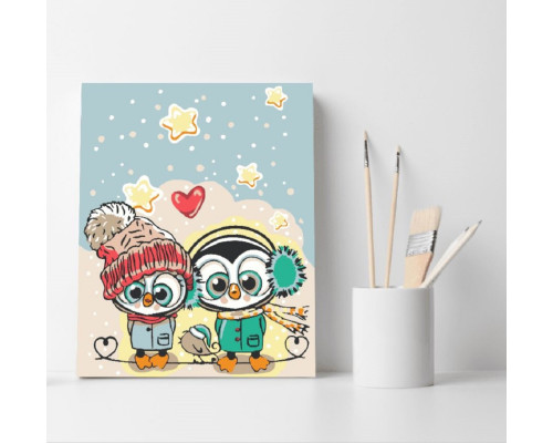 Набор для рисования по номерам 30*40 "Два пингвинчика" ECO(без коробки)1340
