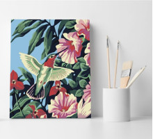 Набор для рисования по номерам 30*40 "Колибри и цветы" ECO(без коробки) 3262