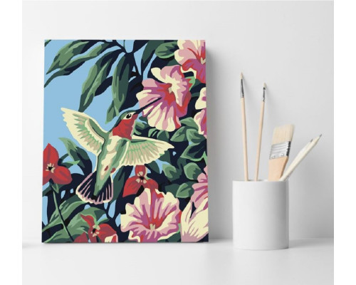Набор для рисования по номерам 30*40 "Колибри и цветы" ECO(без коробки) 3262