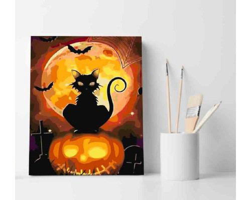 Набор для рисования по номерам 30*40 "Кошка Хэллоуина" ECO(без коробки) 3648
