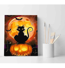 Set pictură pe numere 30*40 "Pisica de Halloween" ECO(fara cutie) 3648