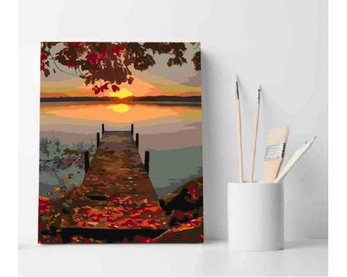 Набор для рисования по номерам 30*40 "Закат у озера" ECO(без коробки) 3784