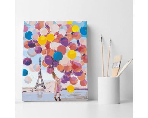 Set pictură pe numere 30*40 "Baloanele și Turnul Eiffel" ECO(fara cutie) 1034